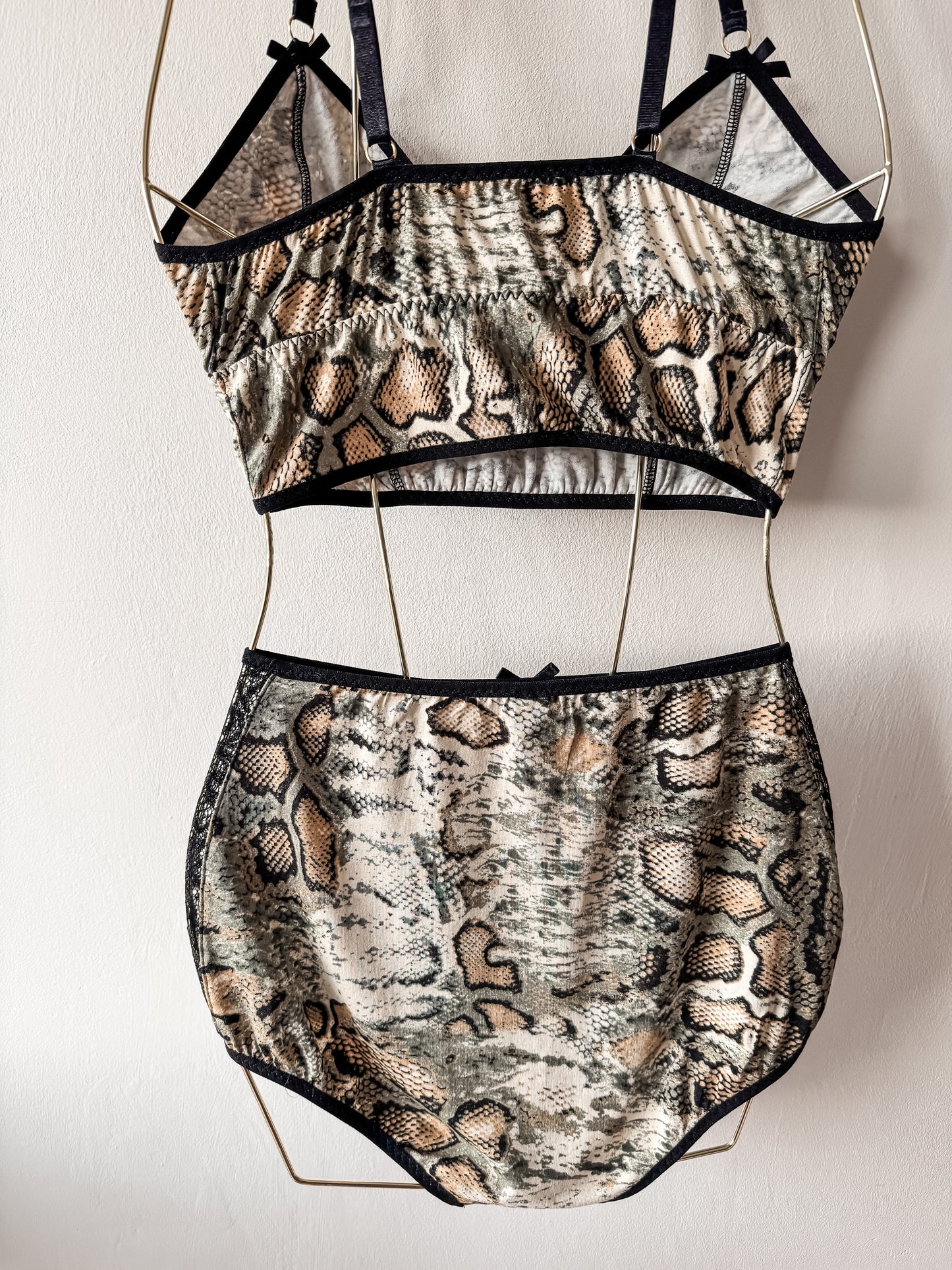 ROCHELLE GREEN REPTILE PRINT lingerie set / S, M, L, XL sizes