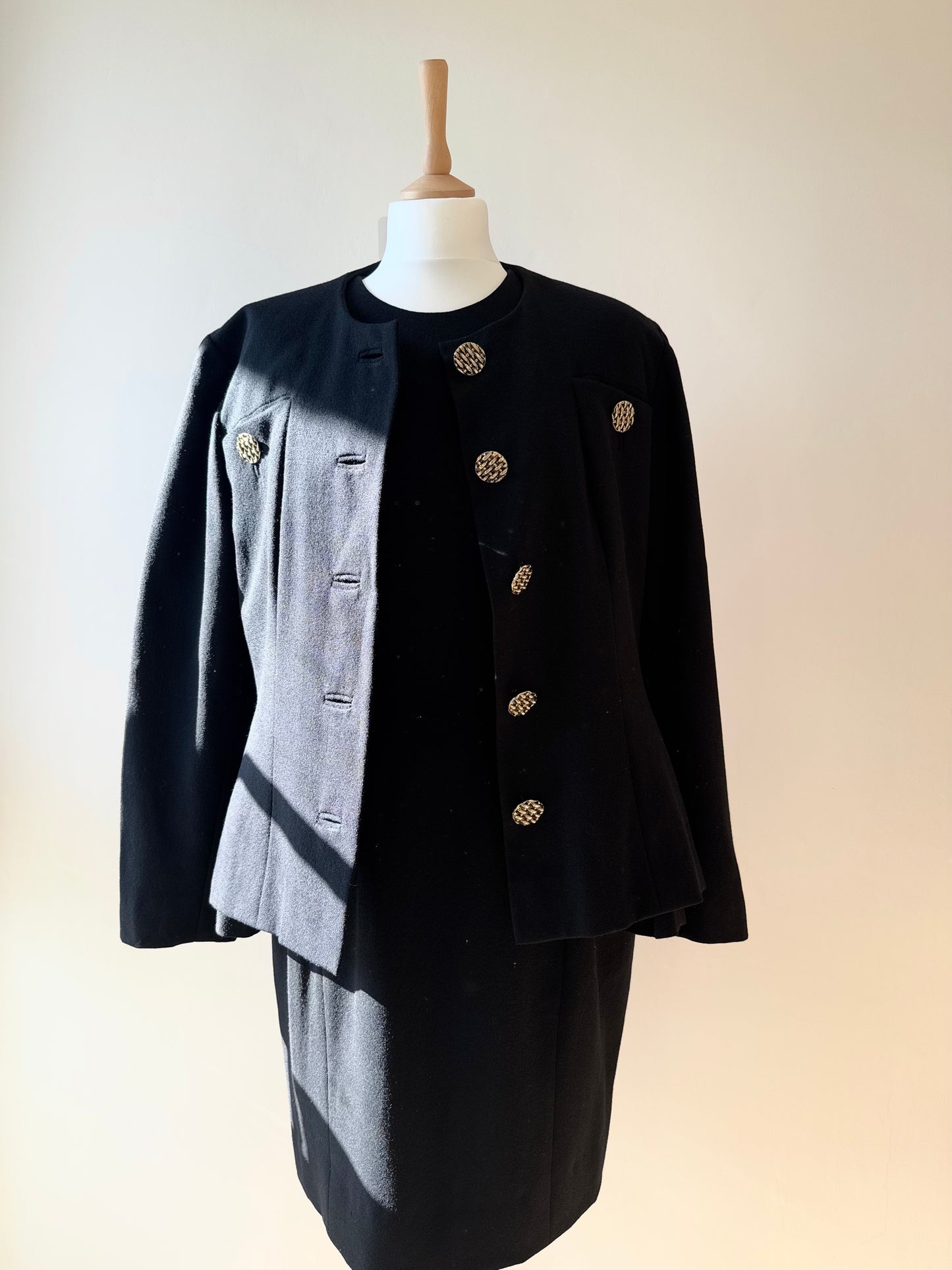 Vintage BLACK WOOL DRESS and blazer set