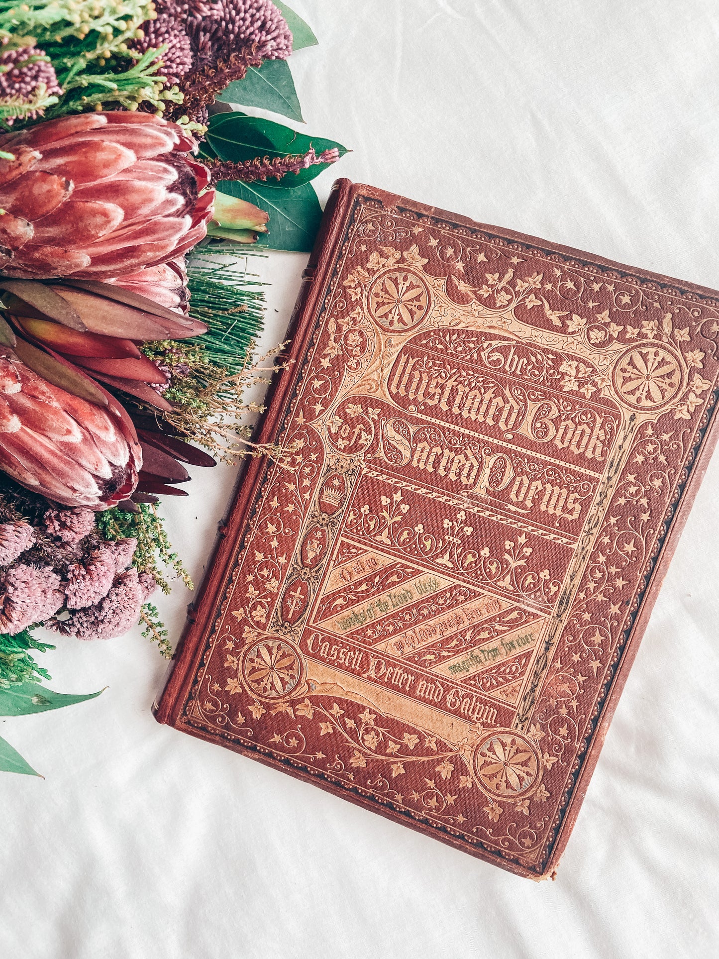 ANTIQUE BOOK: 1867 ILLUSTRATED BOOK OF SACRED POEMS