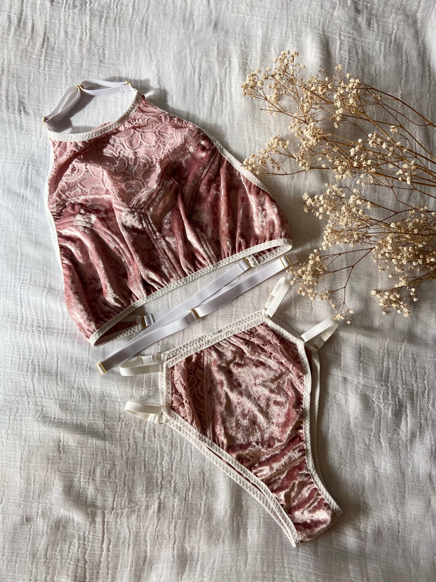 ETTA ROSE VELVET lingerie set / S size