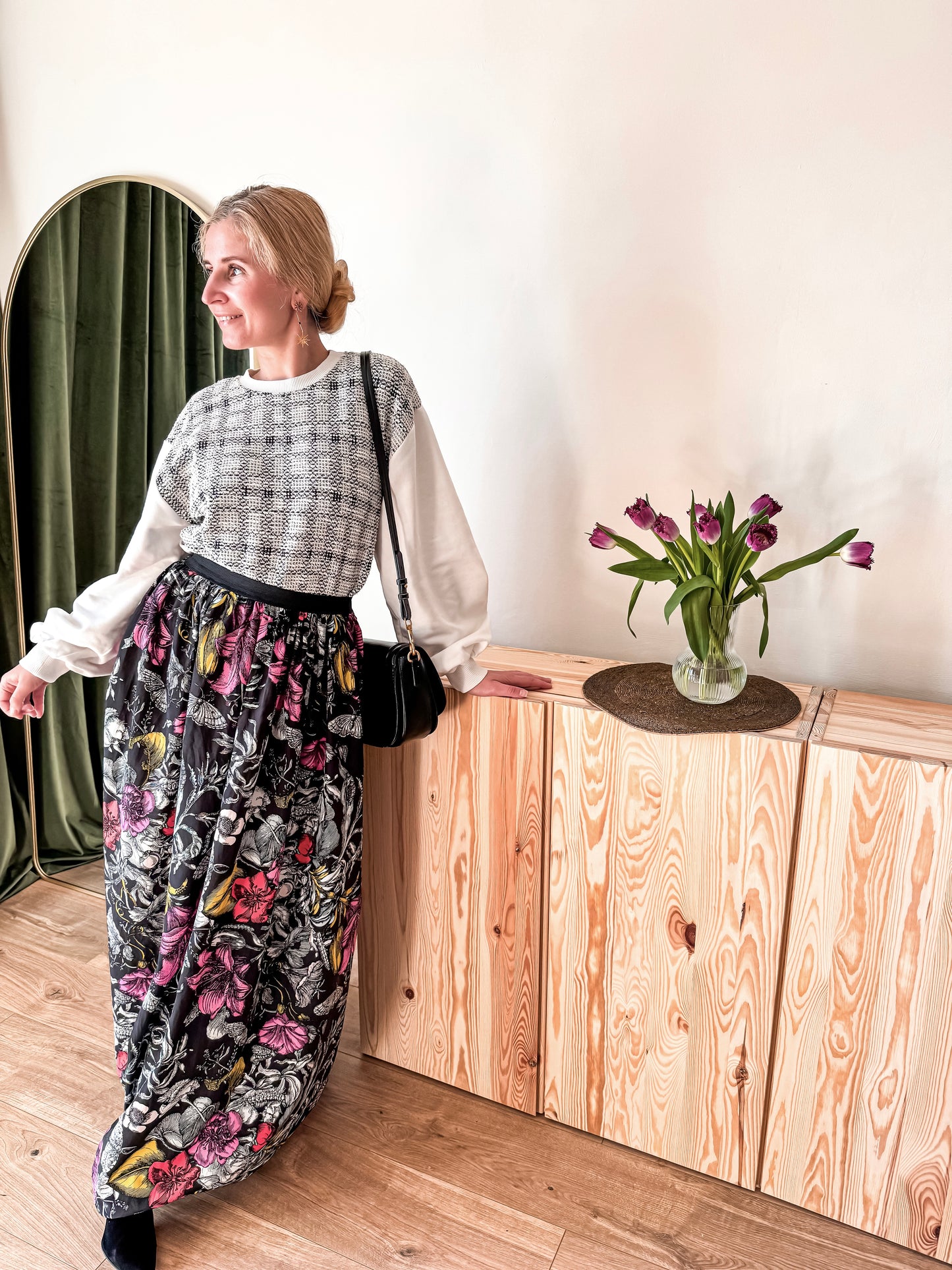 Handmade FLORAL SILK MAXI SKIRT