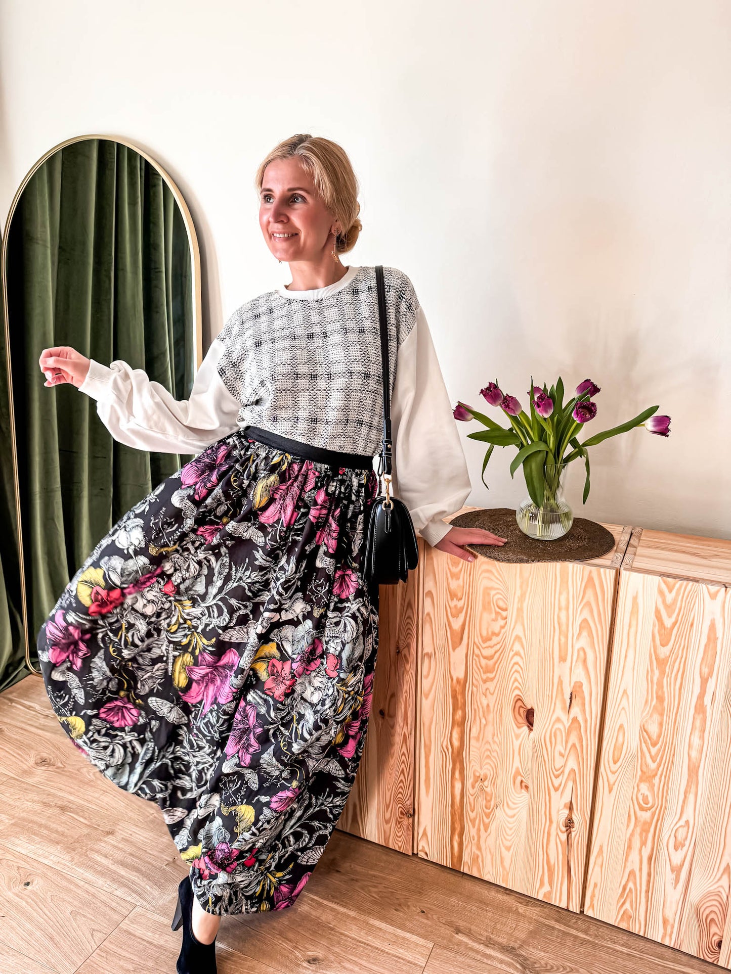 Handmade FLORAL SILK MAXI SKIRT