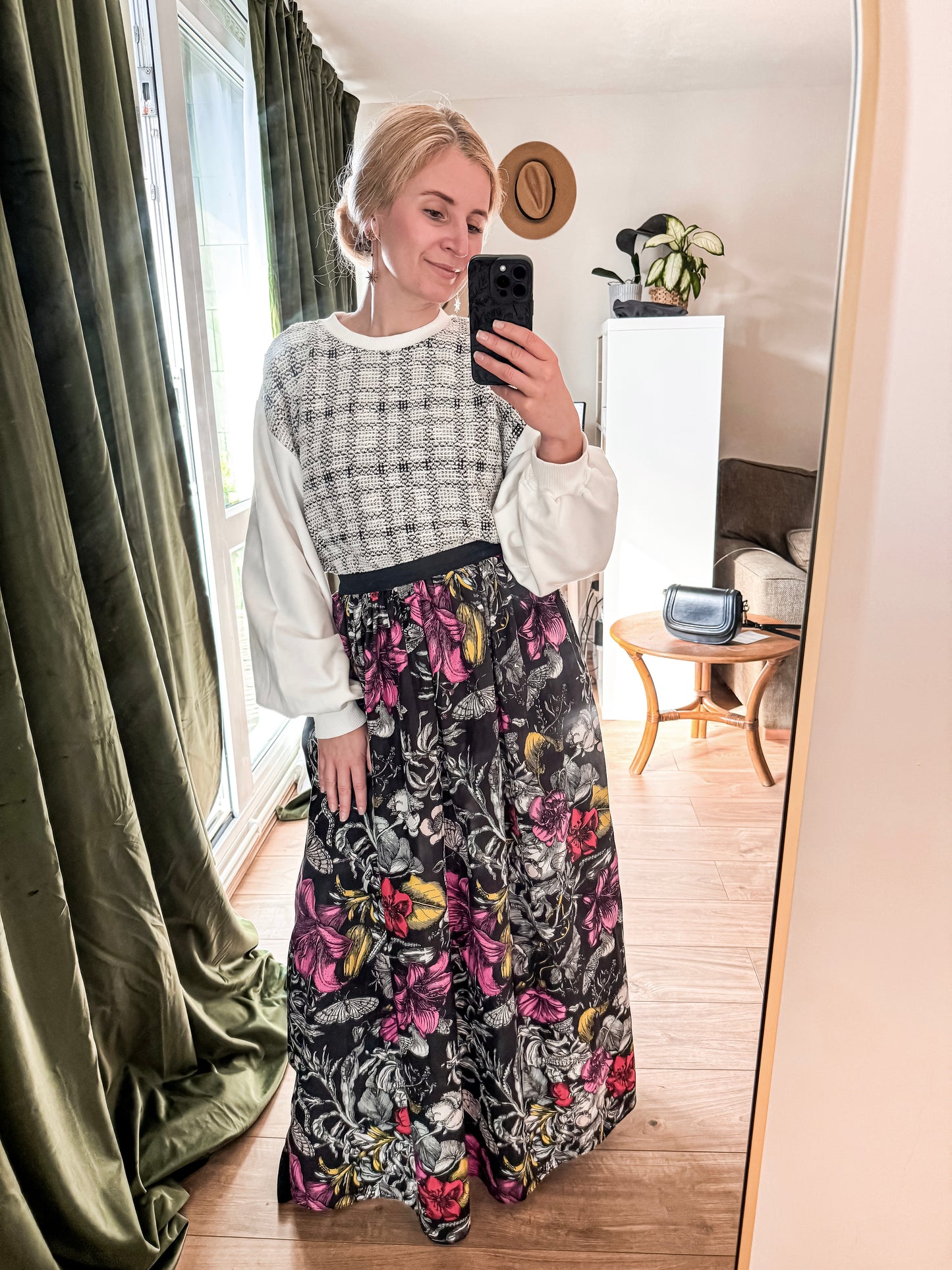 Handmade FLORAL SILK MAXI SKIRT