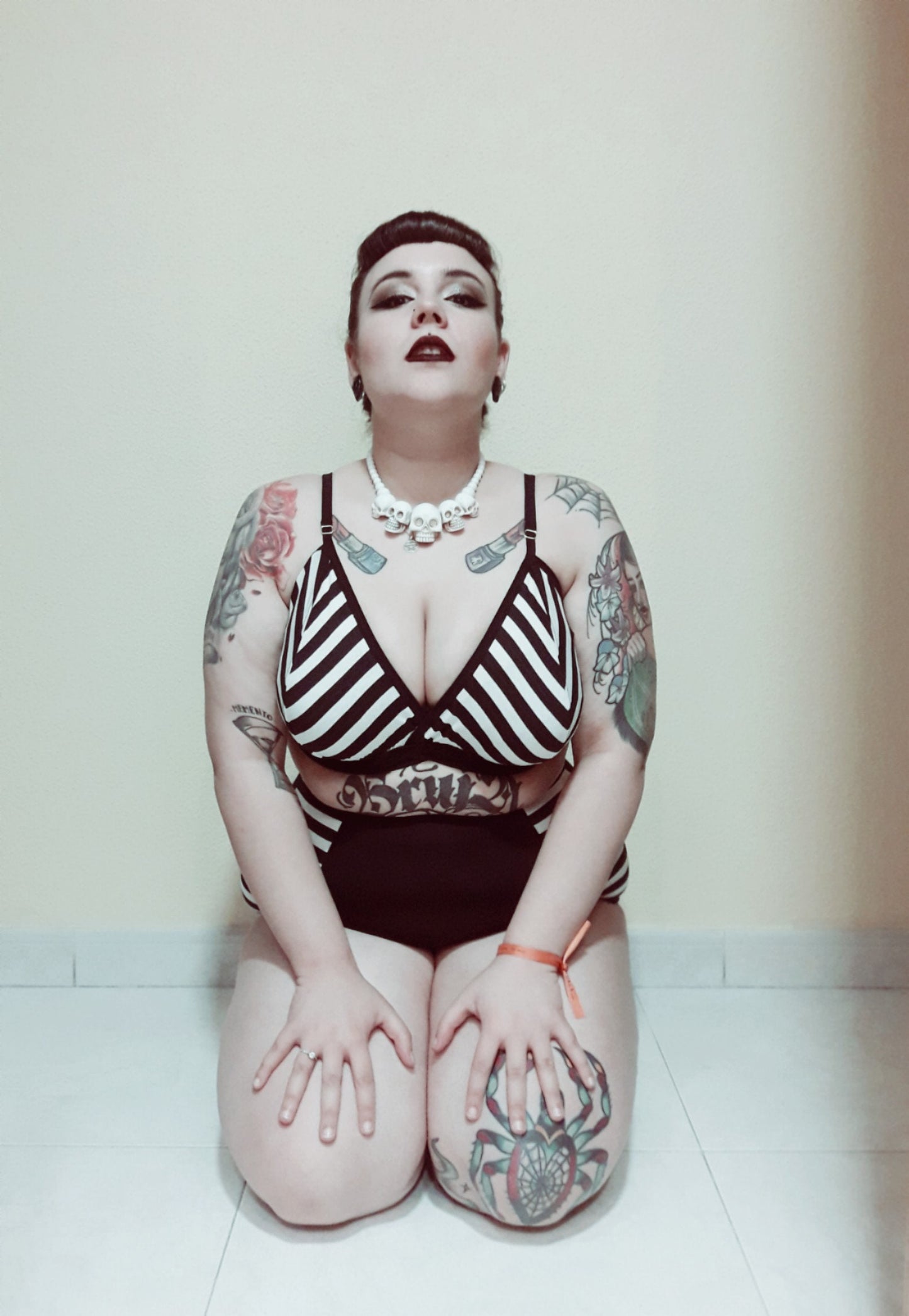 KAREN BLACK&WHITE lingerie set / 34C/M size