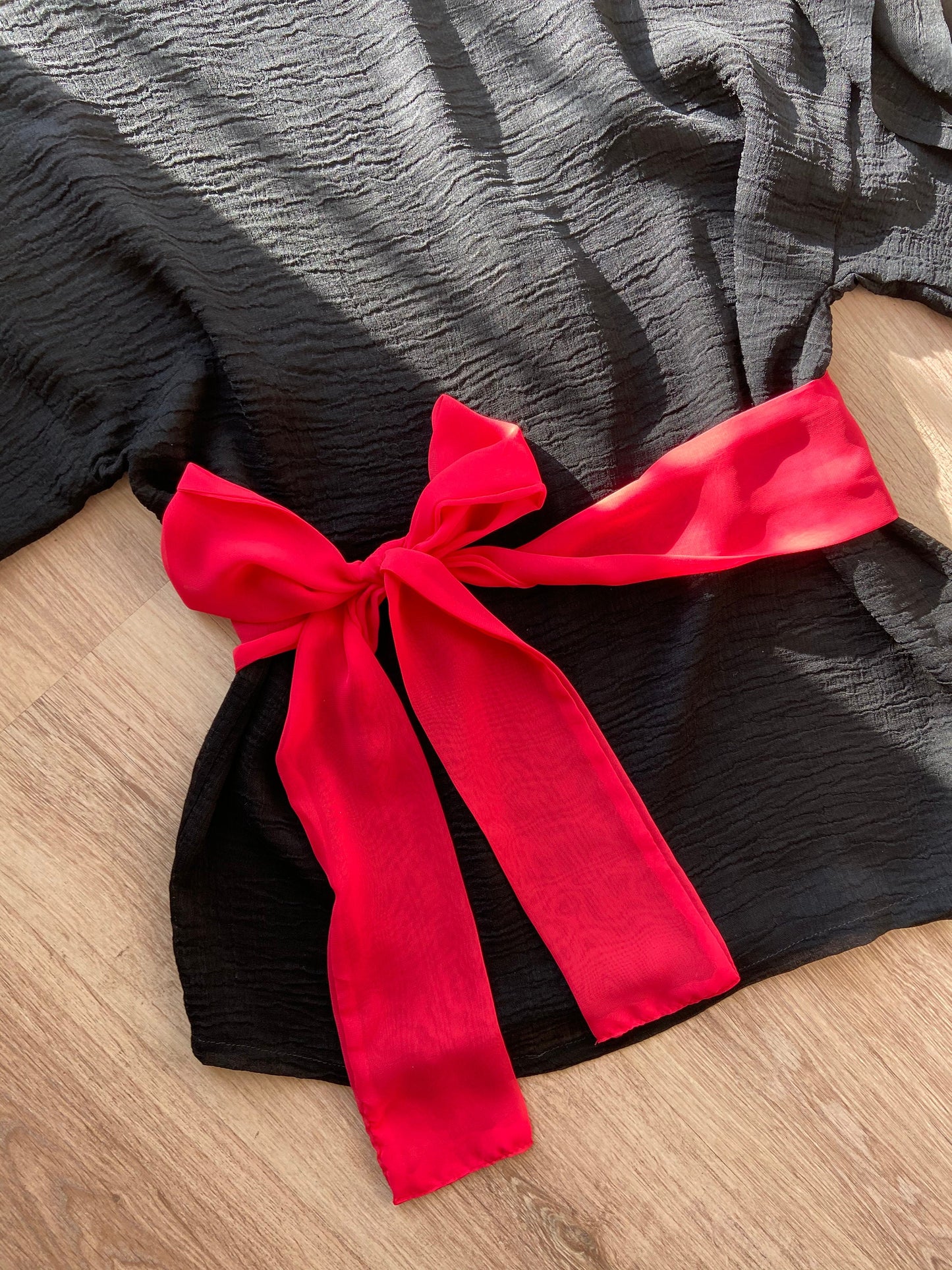 Handmade CHIFFON BLACK TUNIC with bow