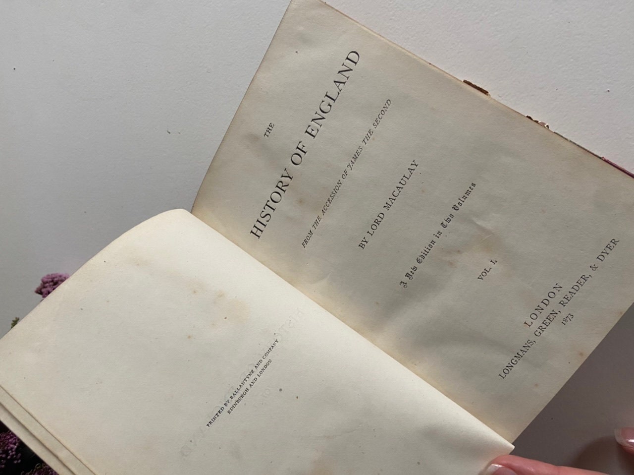 ANTIQUE BOOK: HISTORY OF ENGLAND 1873 by Lord Macaulay