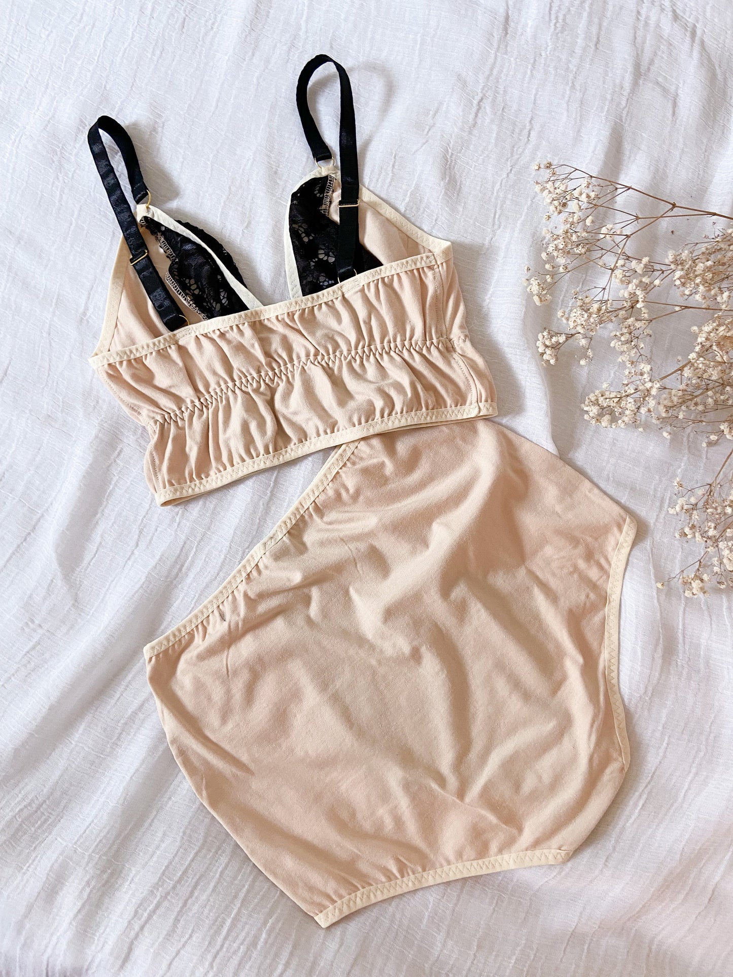 ROCHELLE BEIGE lingerie set / XS, L sizes