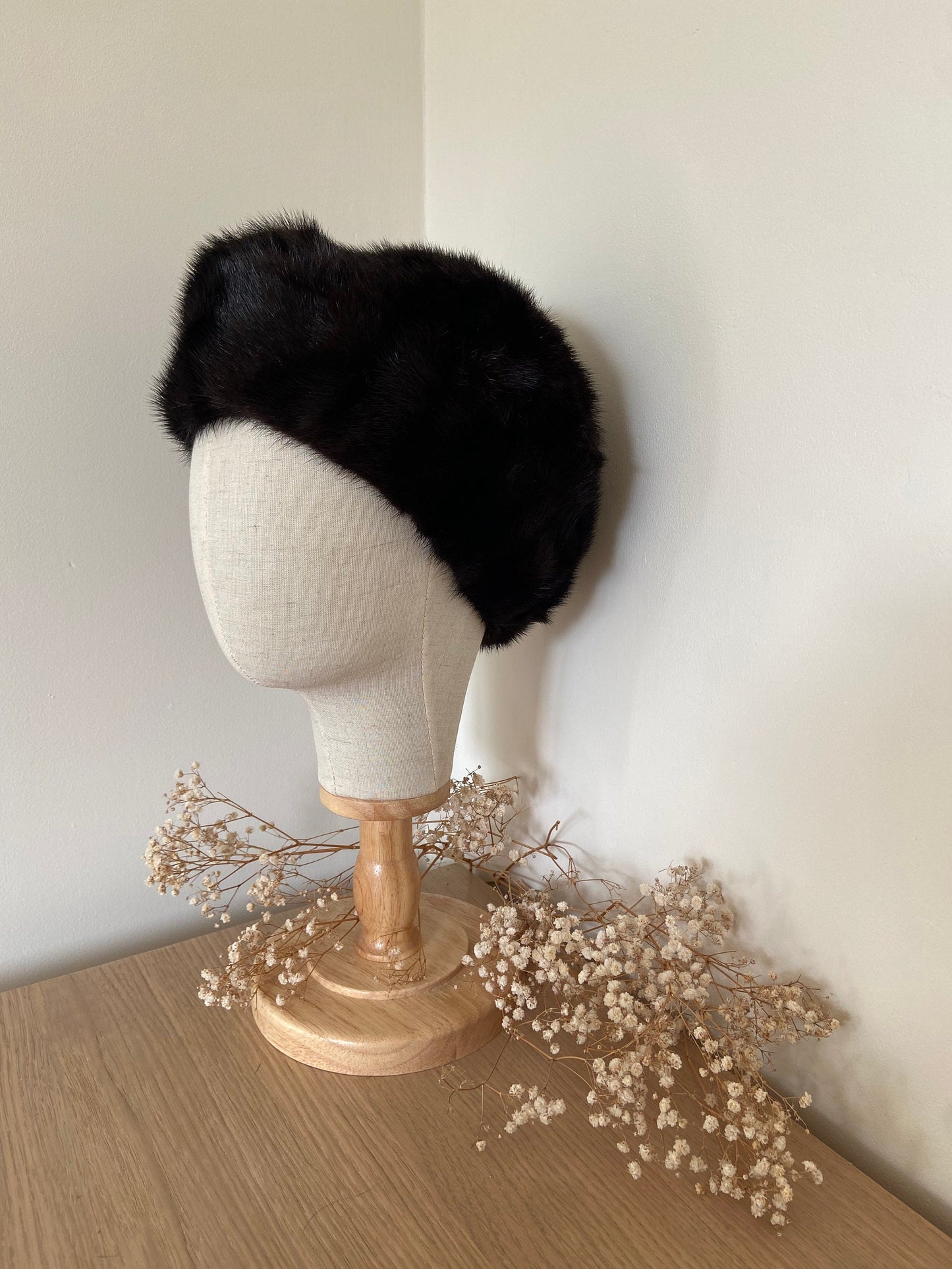 VINATGE MINK FUR DARK BROWN beret