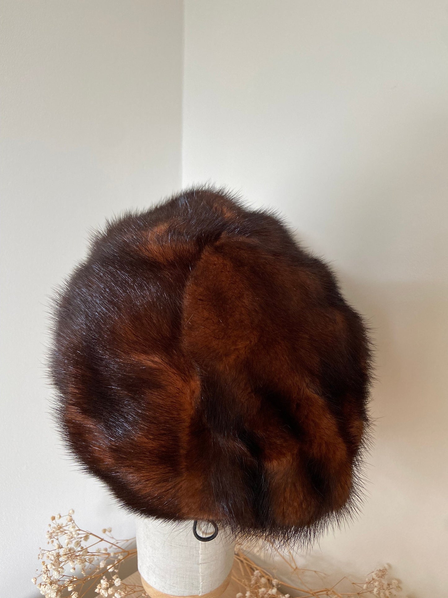 VINTAGE MINK FUR COPPER beret