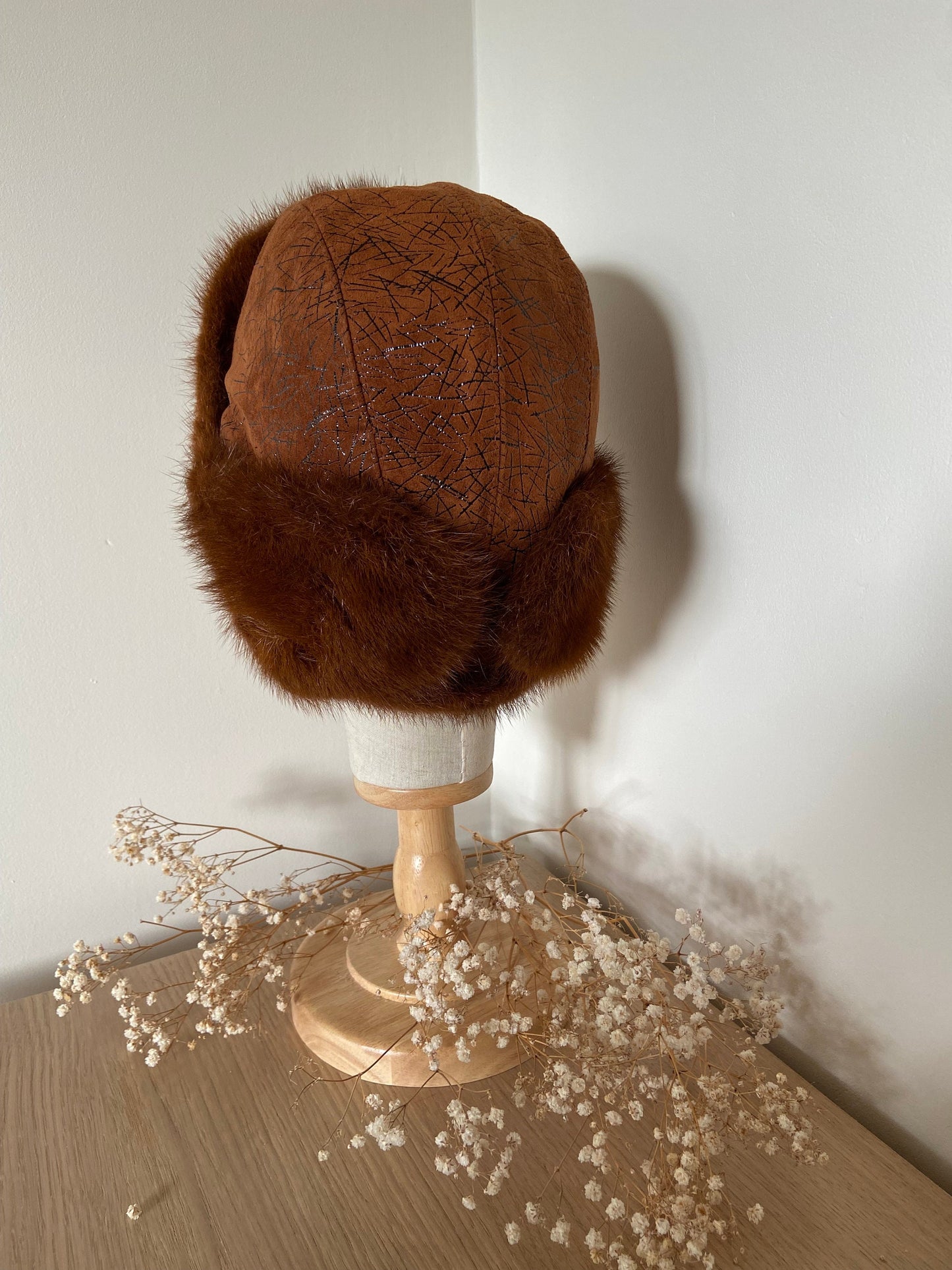 VINTAGE MINK FUR USHANKA BROWN hat