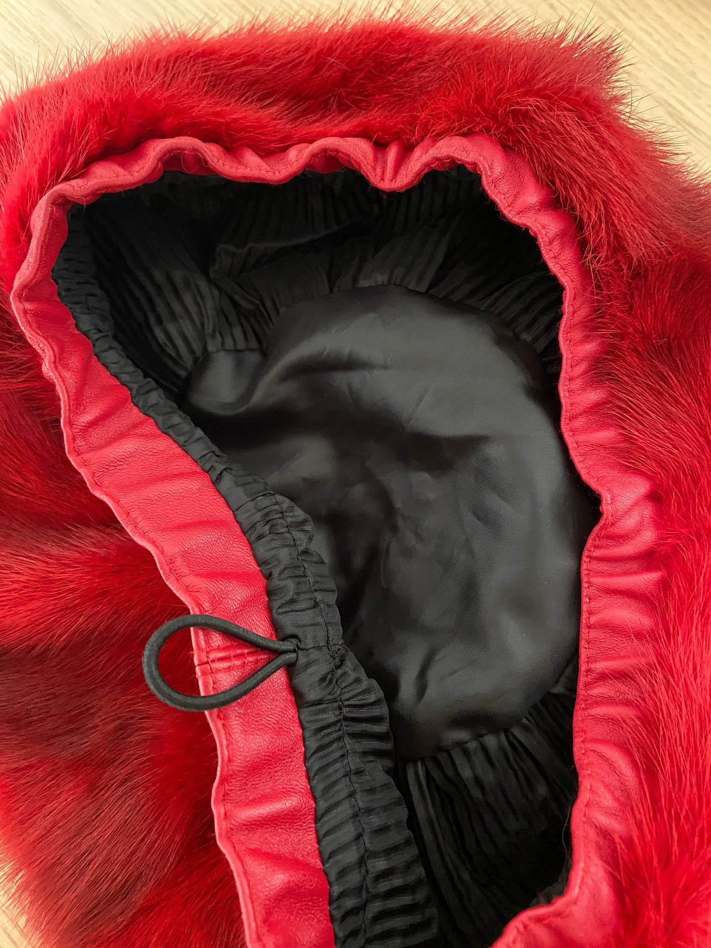 VINTAGE MINK FUR RED beret