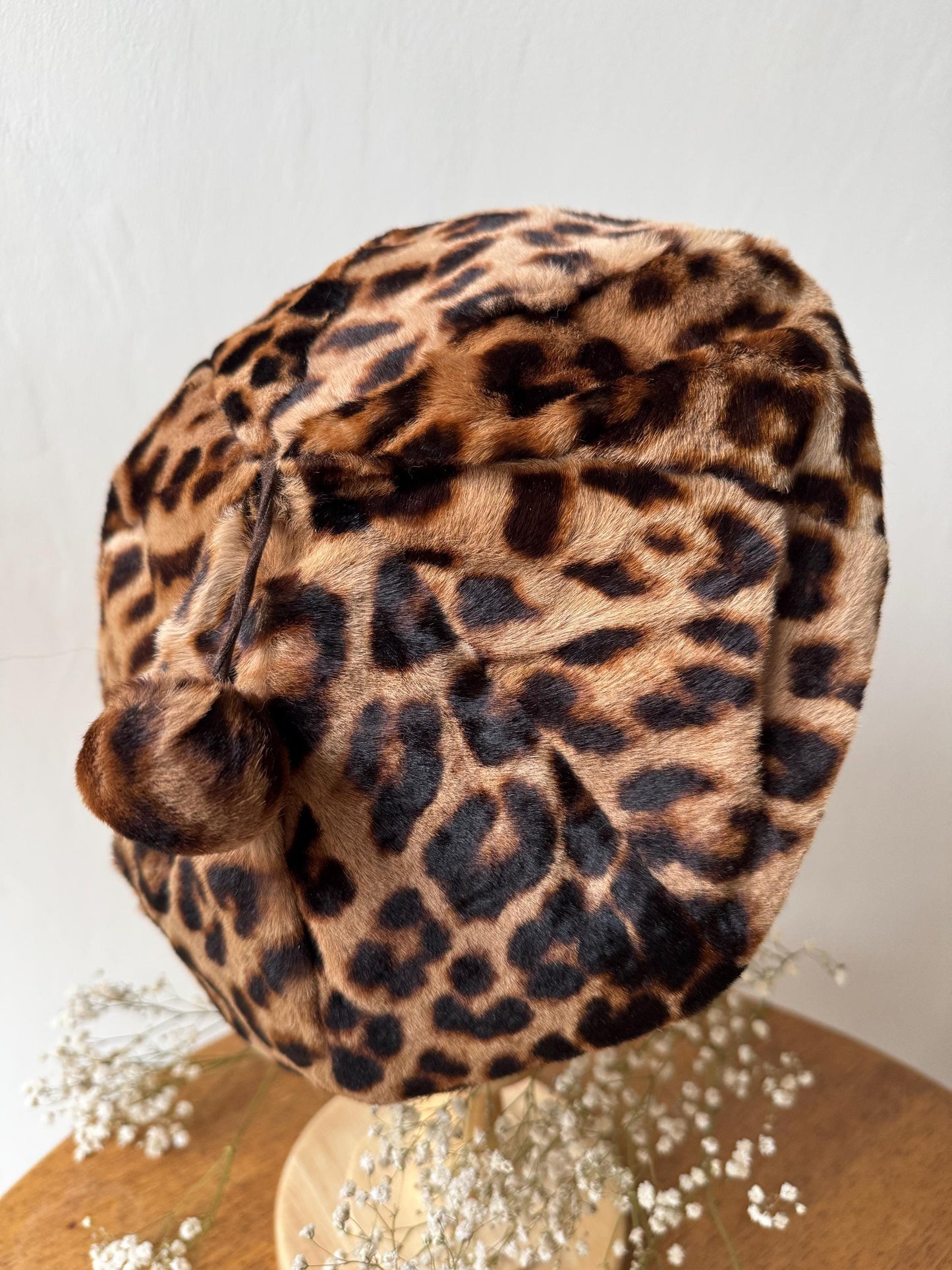 LEOPARD PRINT SHEEP FUR BERET