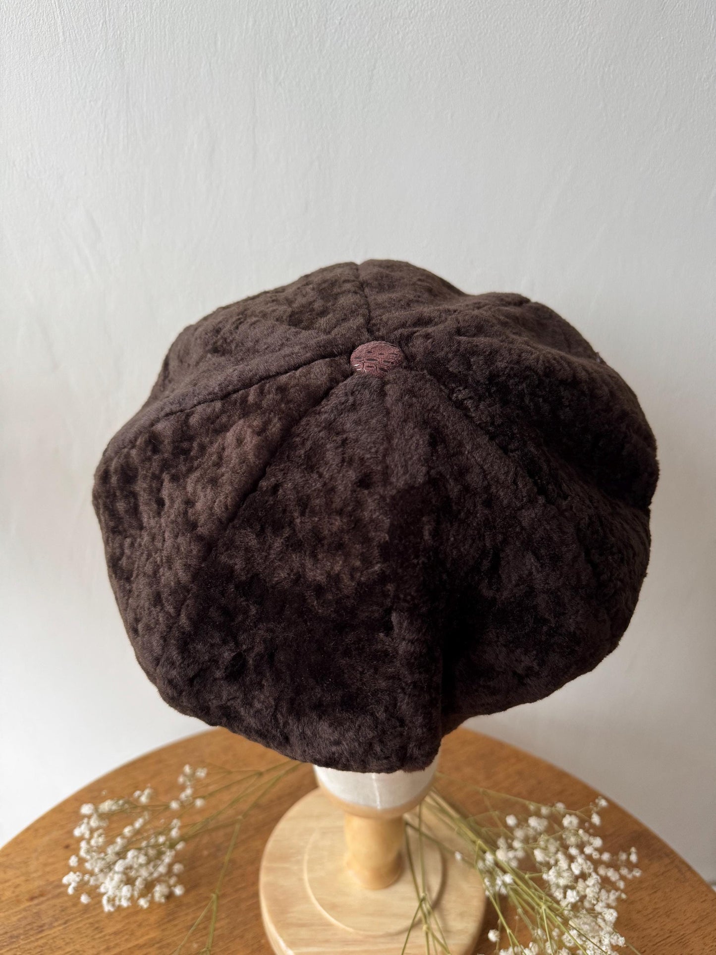 BROWN SHEEP FUR BERET