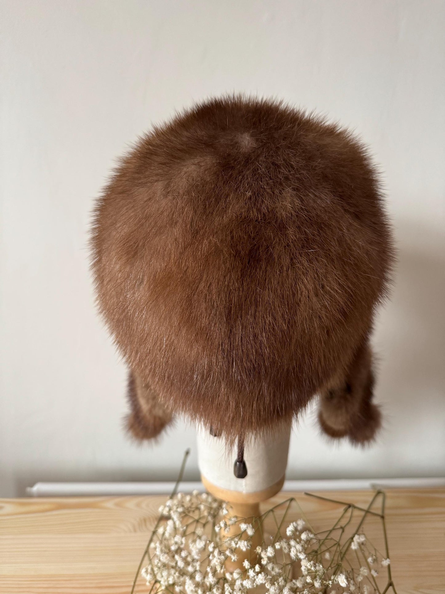 VINTAGE MINK FUR BROWN HAT