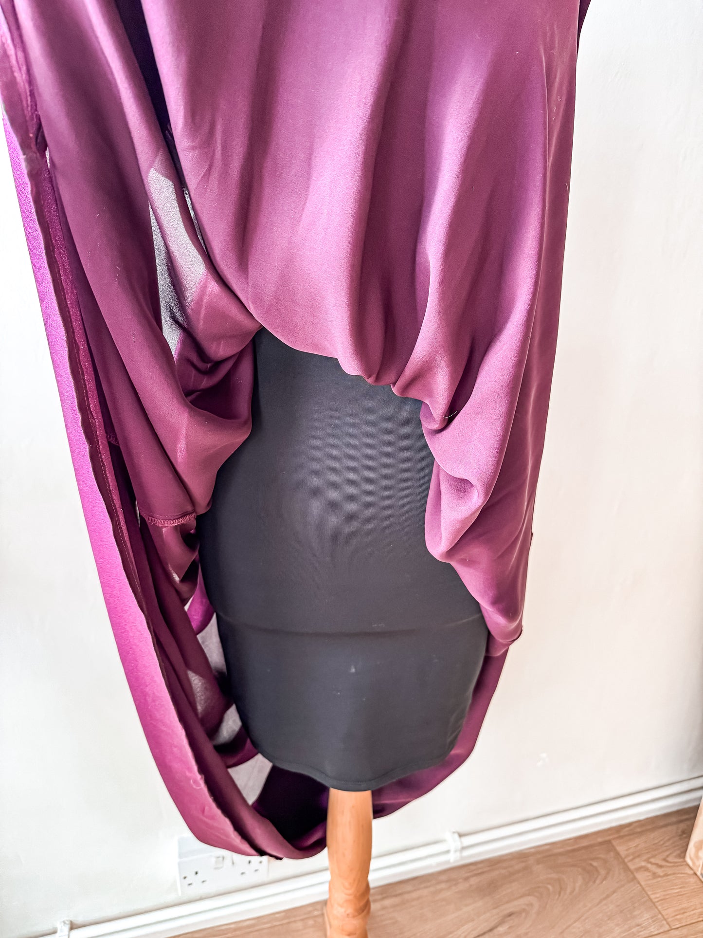 Handmade PINK SHIMMERY SILK DRESS with black oversize bow