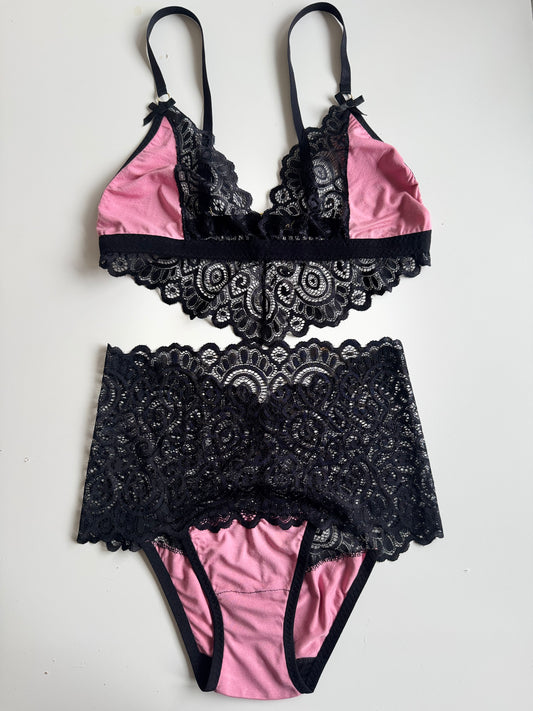 VIVIENE DUSKY ROSE LINGERIE set / XS, M, L, XL sizes