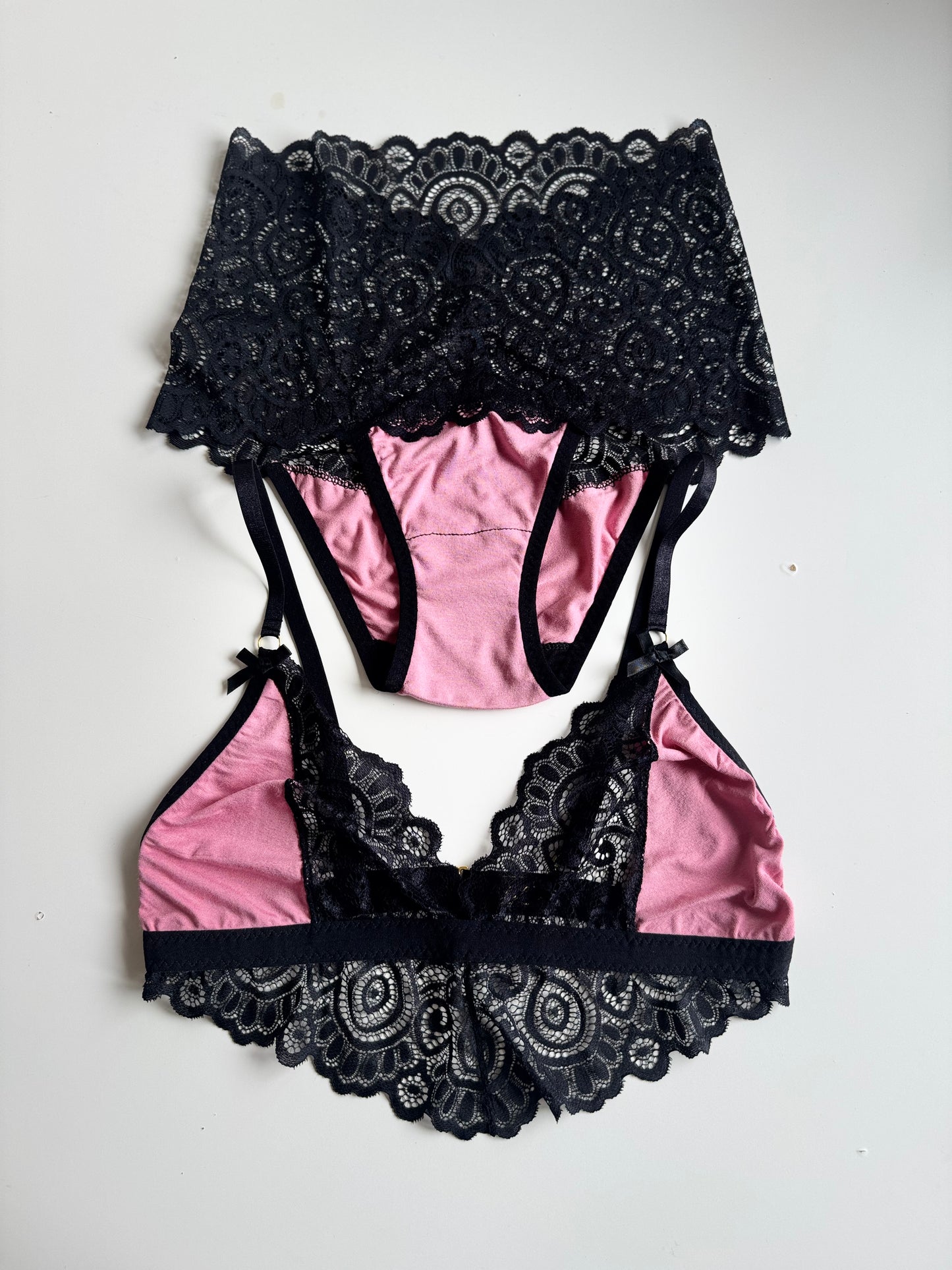 VIVIENE DUSKY ROSE LINGERIE set / XS, M, L, XL sizes
