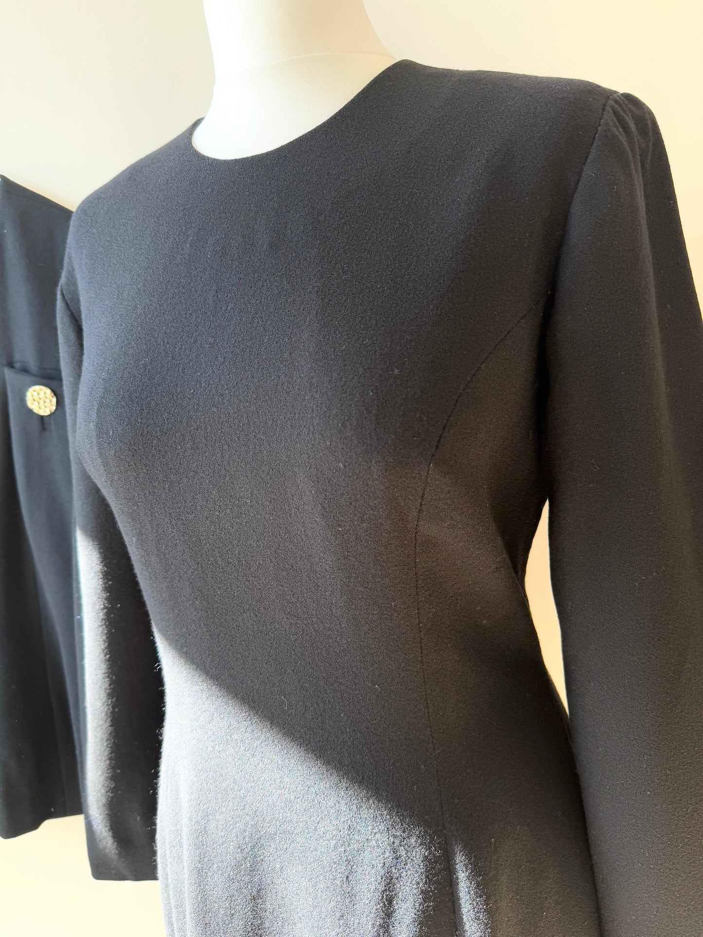 Vintage BLACK WOOL DRESS and blazer set
