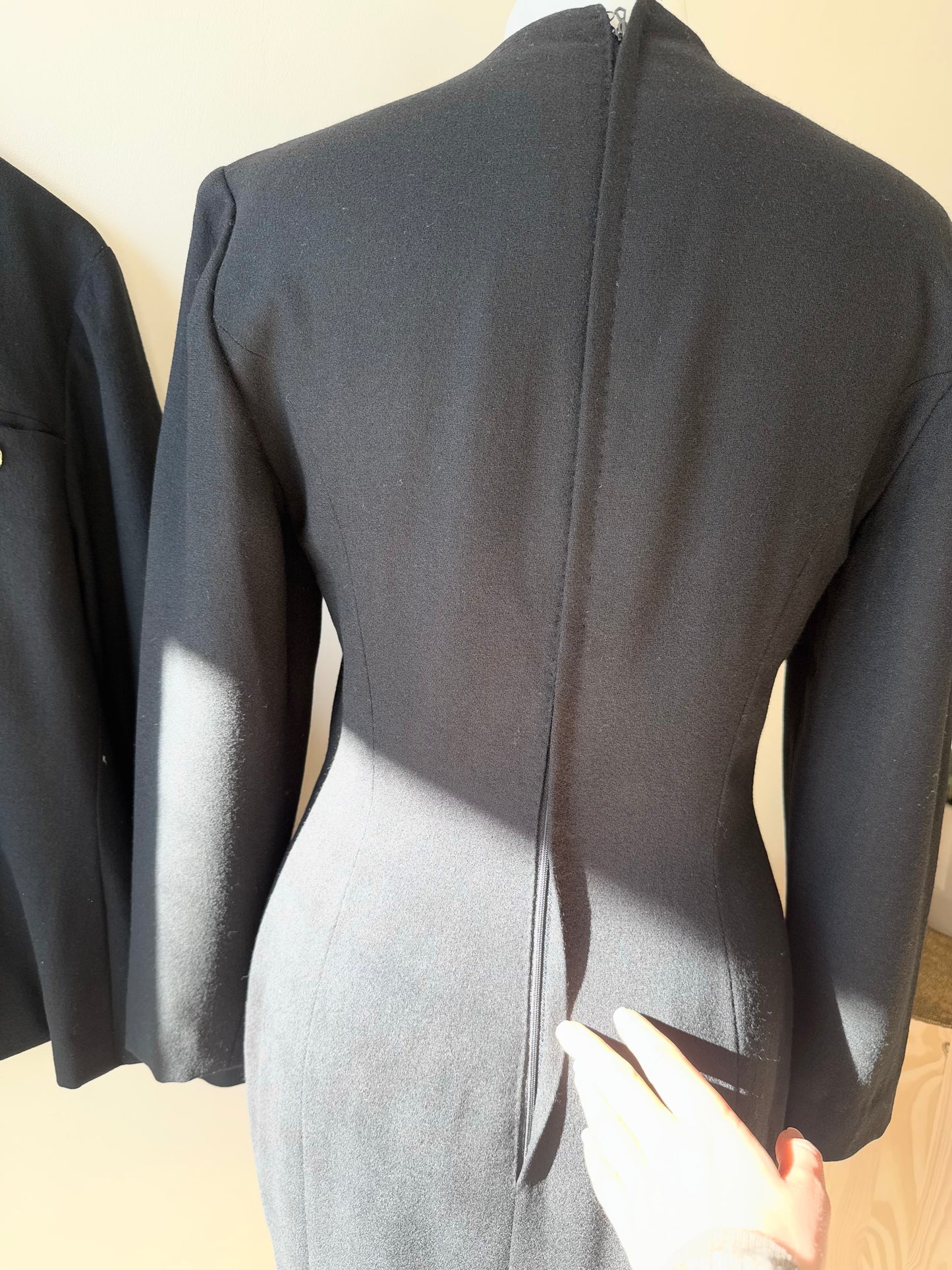 Vintage BLACK WOOL DRESS and blazer set