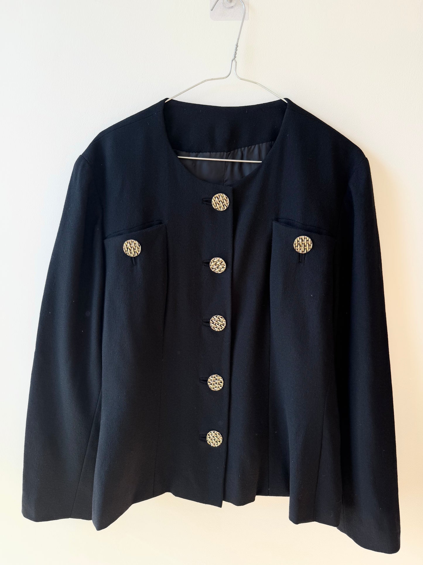 Vintage BLACK WOOL DRESS and blazer set