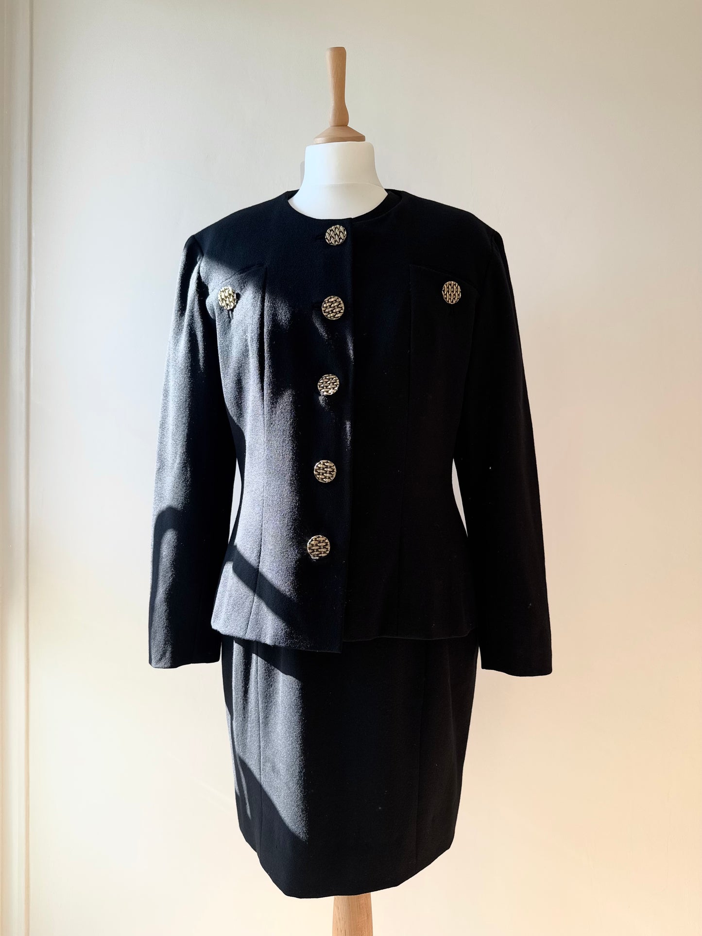 Vintage BLACK WOOL DRESS and blazer set